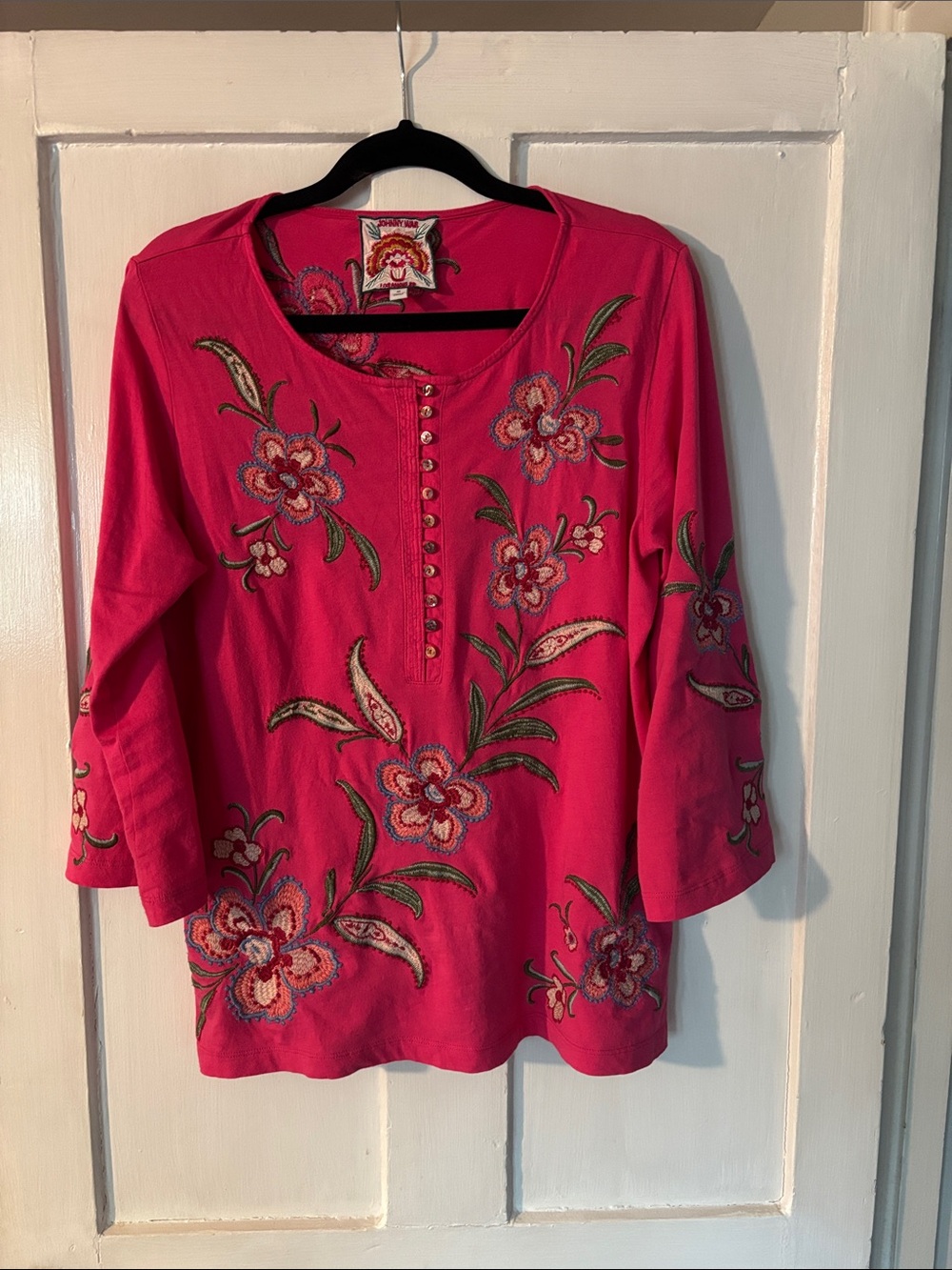 Johnny Was Fuchsia Embroidered Floral Tunic